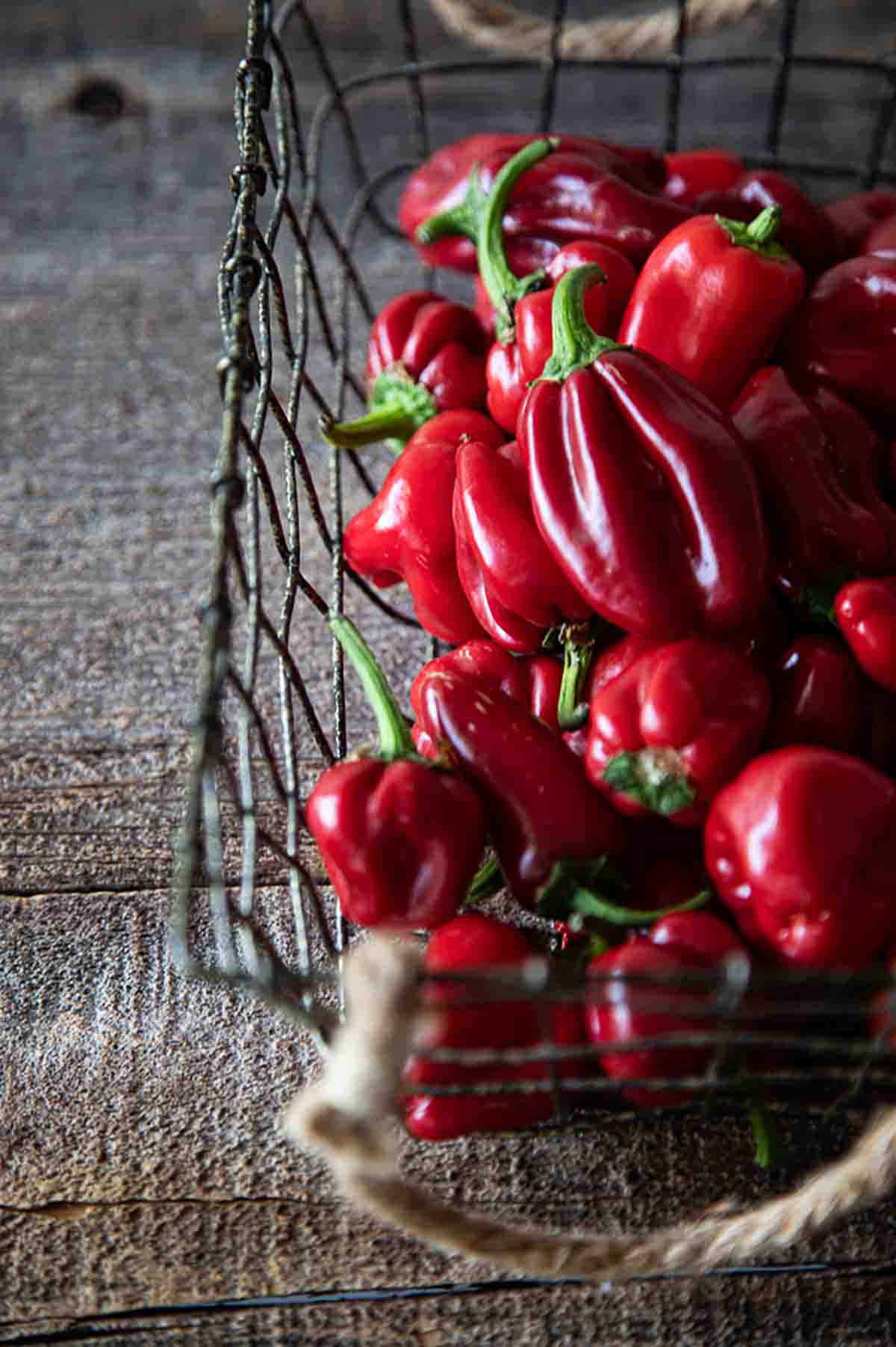 red bell peppers in basket