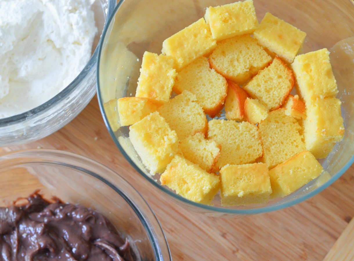 Yellow Cake Cut in Trifle Dish 