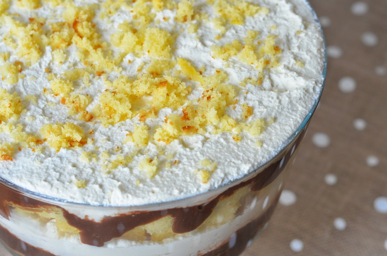 Easy Trifle Cake Recipe w. Chocolate Pudding + Yellow Cake