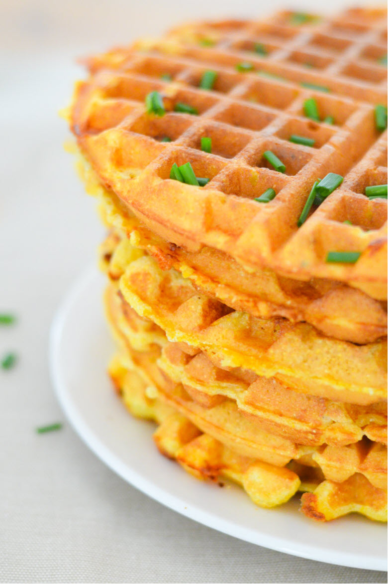 Savory Cornmeal Waffles - Chive + Cheddar Waffles