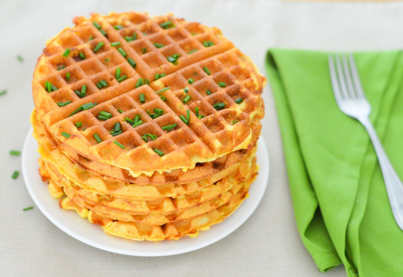 Savory Cornmeal Waffles - Chive + Cheddar Waffles