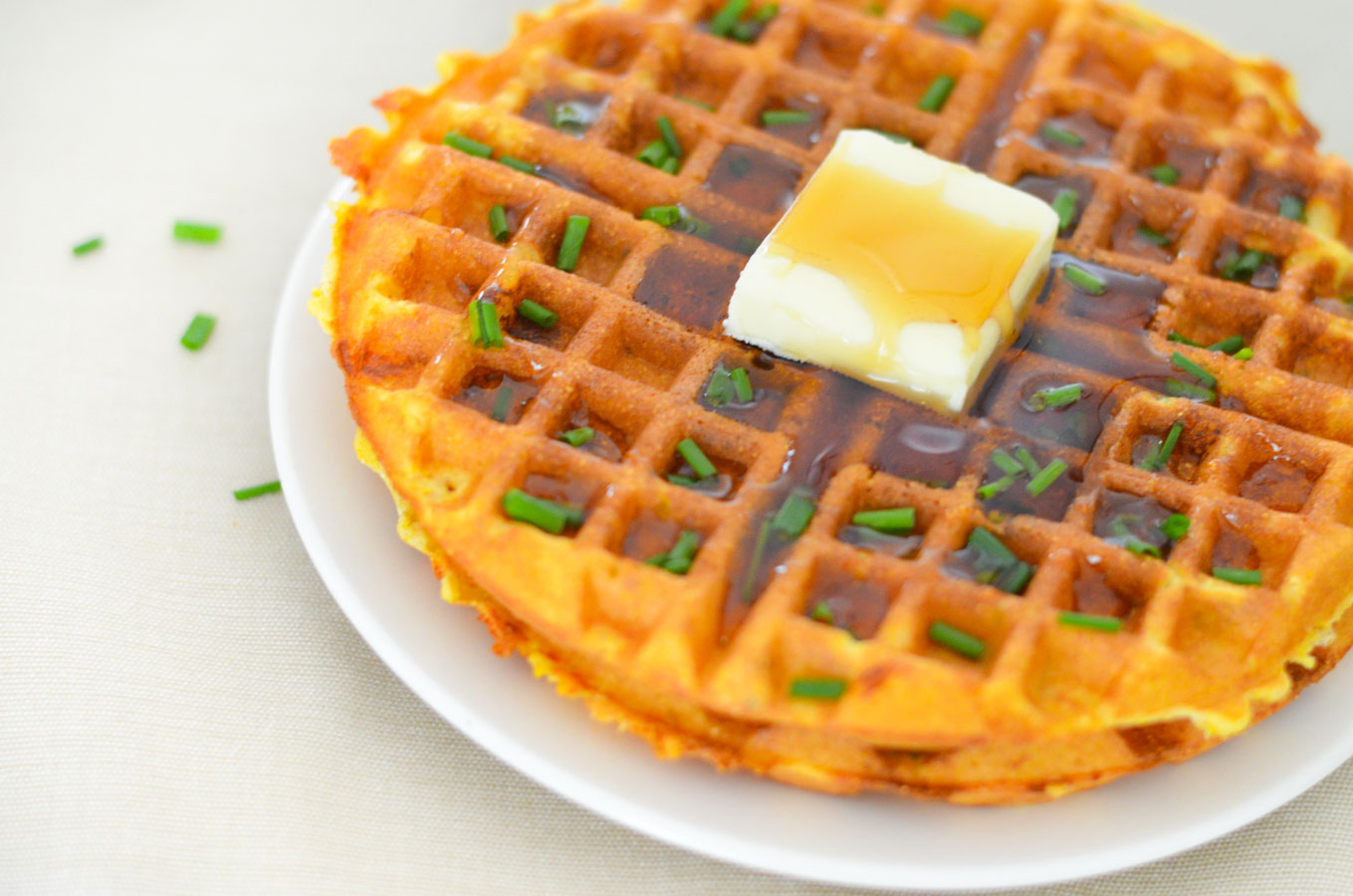 Savory Cornmeal Waffles - Chive + Cheddar Waffles