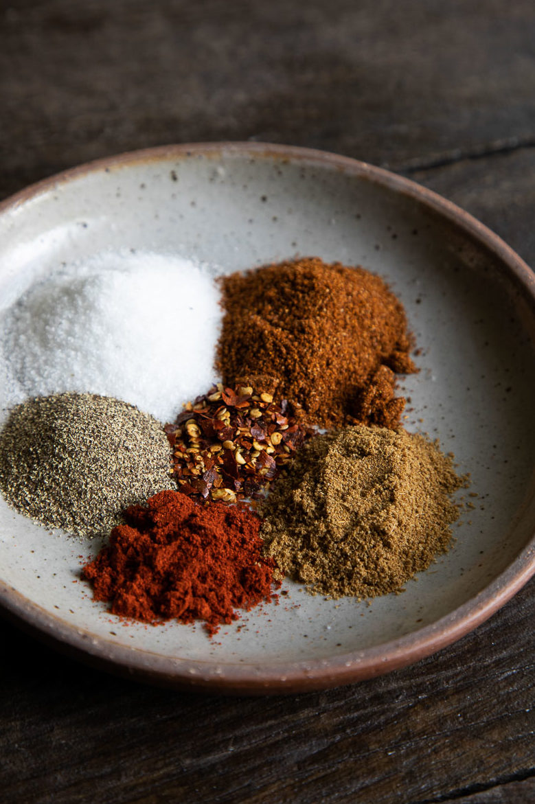 spices on plate before mixing