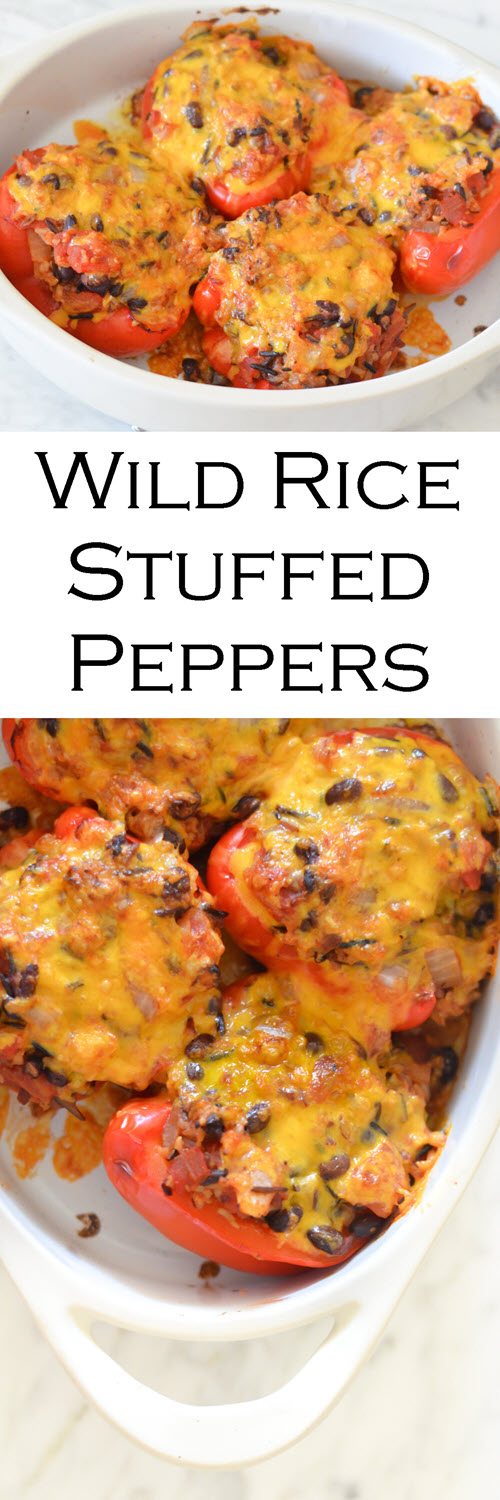 Homemade Stuffed Peppers with Rice. Vegetarian Mexican dinner recipe with wild rice. #LMrecipes #fajitas #mexicanfood #tacotuesday #dinner #dinnerideas #foodblog #foodblogger