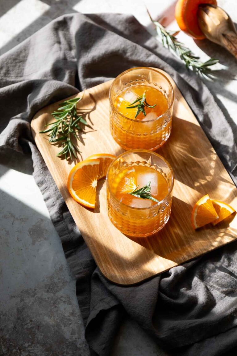 Whiskey and Orange Juice Cocktail w. Rosemary Simple Syrup