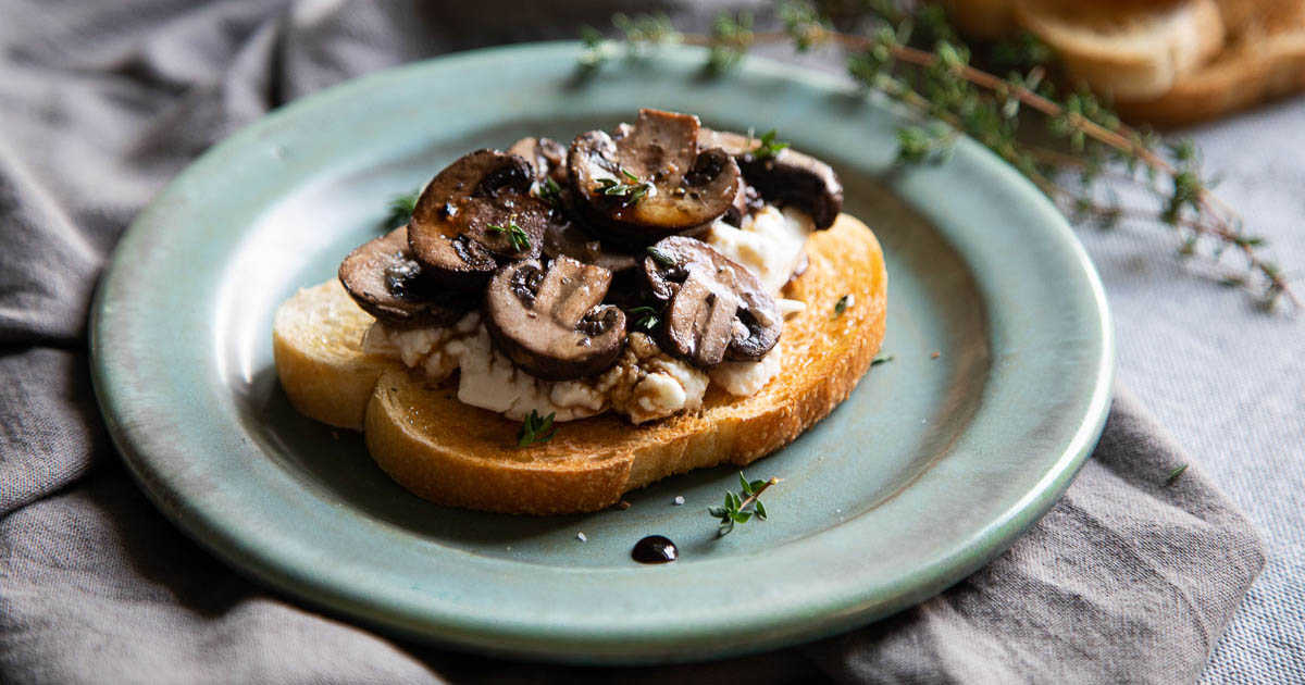 Mushroom Toast w. Burrata Cheese + Thyme | Luci's Morsels