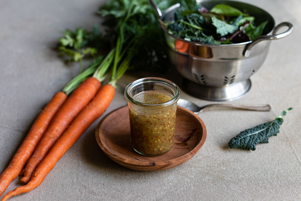 Whole Grain Mustard Vinaigrette in Glass Jar