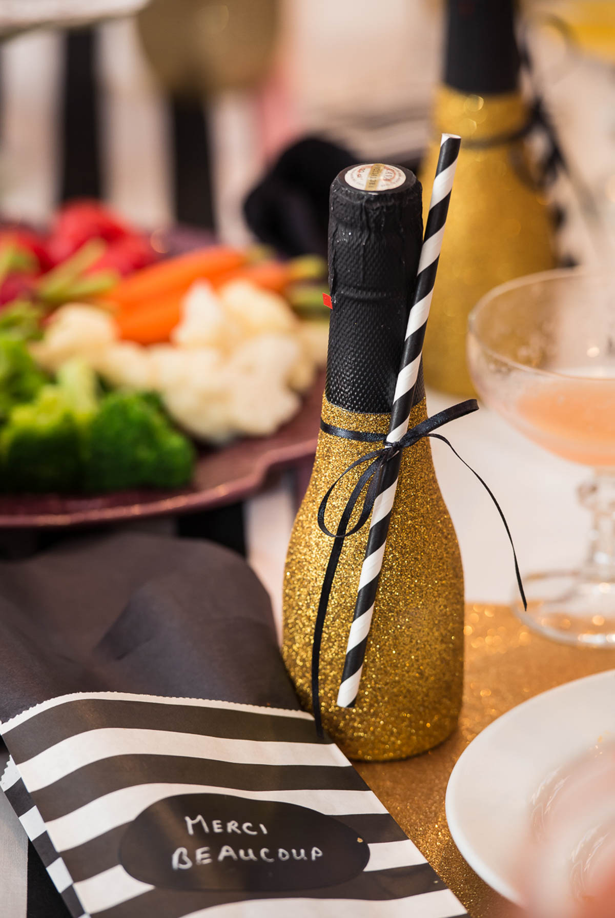 French-Themed Bridal Shower - Champagne Bottles