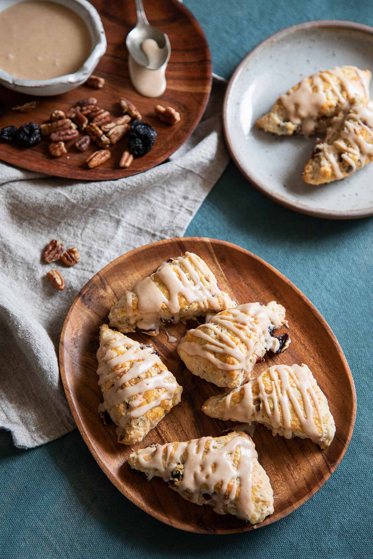 Amaretto Cherry Scones on Wood Plate