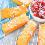 Crispy Polenta Fries. Wondering how to get crispy polenta sticks? here's the recipe. This delicious appetizer is great for dinner parties! #lmrecipes #appetizer #appetizers #starters #recipes #foodblog #foodblogger