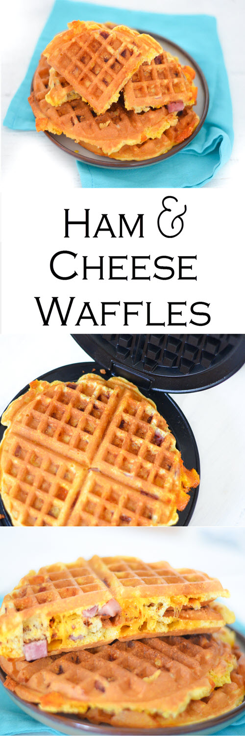 A delicious and easy recipe for Ham + Cheese Waffles. These savory waffles are perfect for breakfast, brunch, and dinner. They're also a great leftover ham recipes!#lmrecipes #dinner #easydinner #waffles #breakfast #brunch #easter #ham #cheese #foodblog #foodblogger