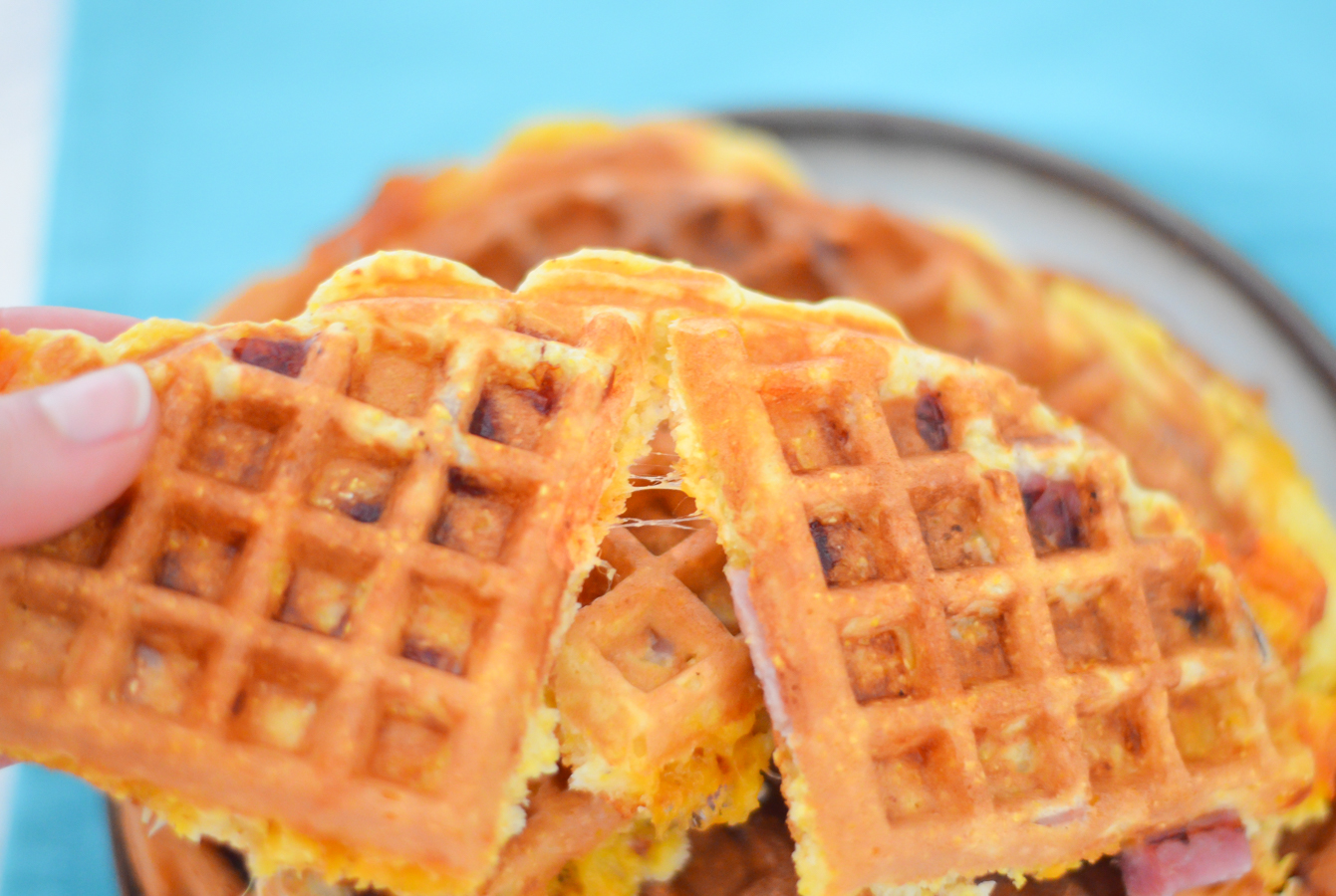 Ham and Cheese Waffles | Ham Leftover Recipe