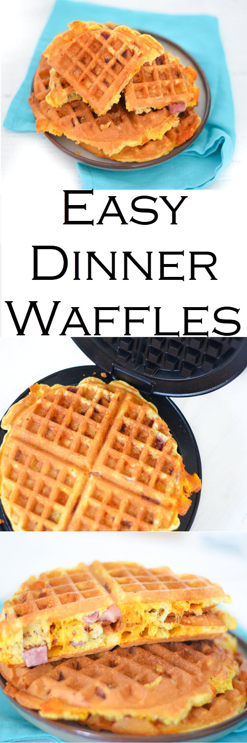 A delicious and easy recipe for Ham + Cheese Waffles. These savory waffles are perfect for breakfast, brunch, and dinner. They're also a great leftover ham recipes!#lmrecipes #dinner #easydinner #waffles #breakfast #brunch #easter #ham #cheese #foodblog #foodblogger