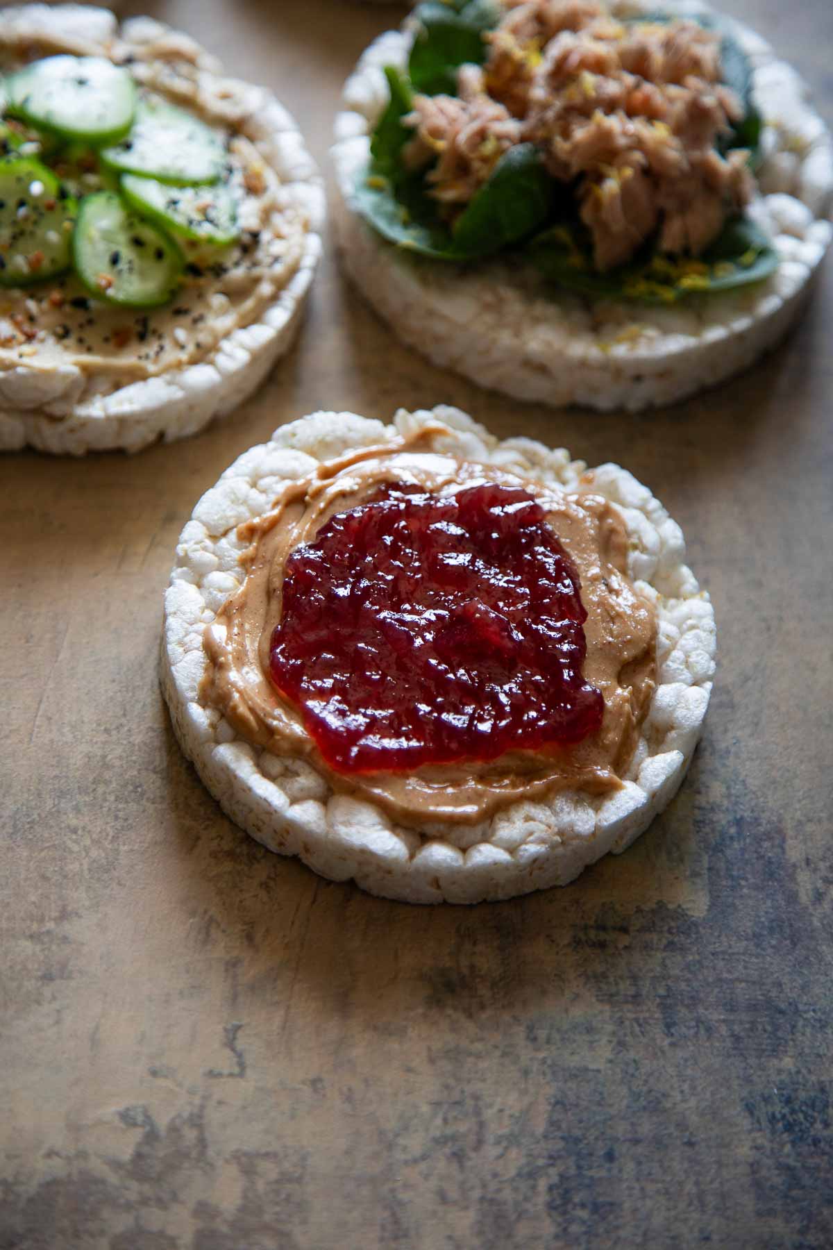 Peanut Butter and Jelly on Rice Cake - Rice Cake Toppings