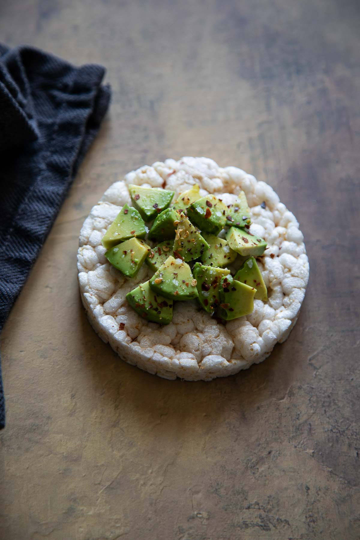 Chopped Avocado on Rice Cake Toppings