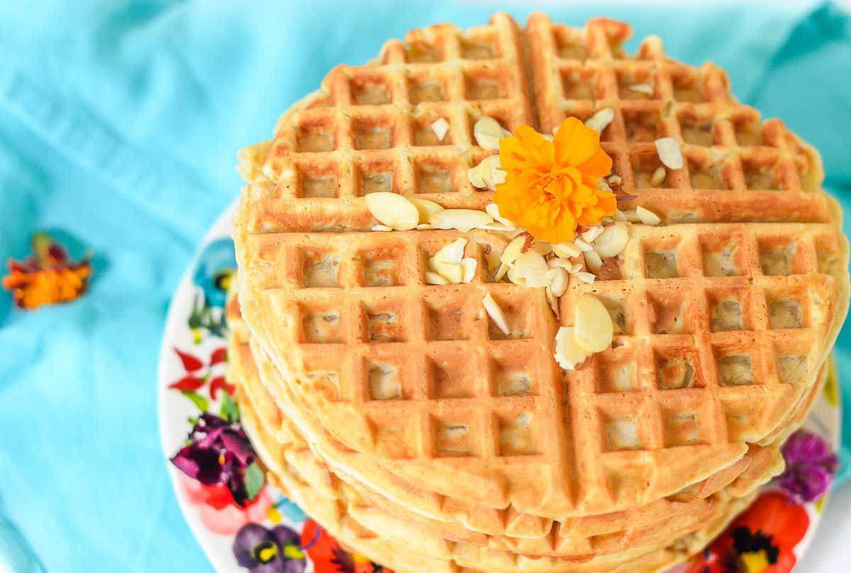 vanilla waffles in a stack