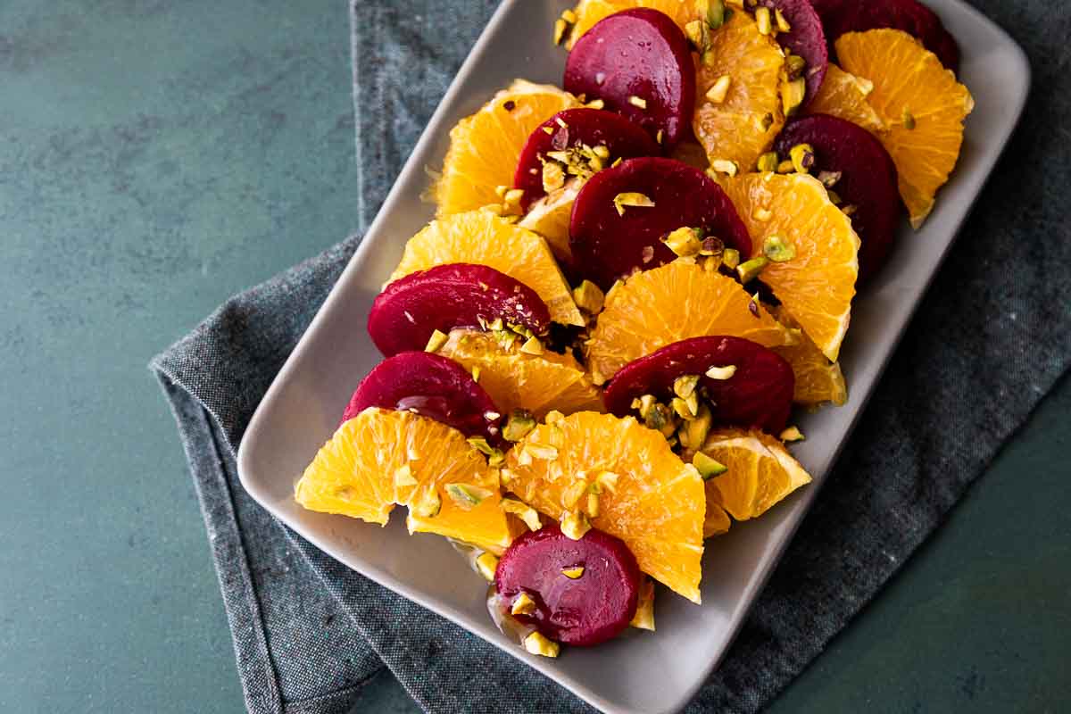 Fresh Orange Salad w. Baby Beets + Olive Oil Beets with Orange Slices