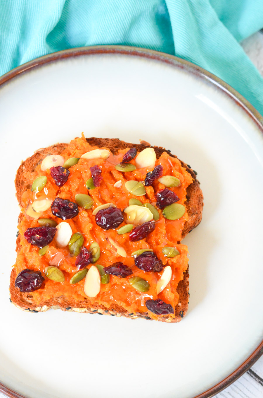 Mashed Sweet Potato Toast Toppings Ideas - Honey + Fruit