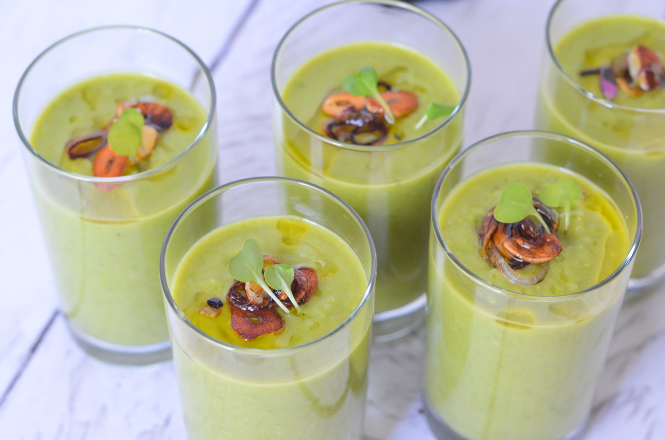 Quick + Easy Pea Soup Shooters without Ham - Vegan, Healthy