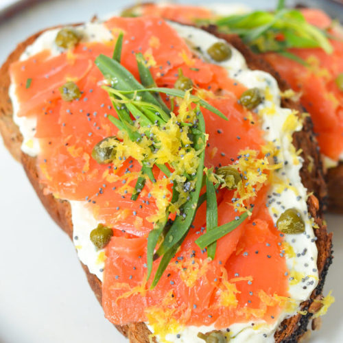 Easy Smoked Salmon Tartine - Lox and Goat Cheese Toasts