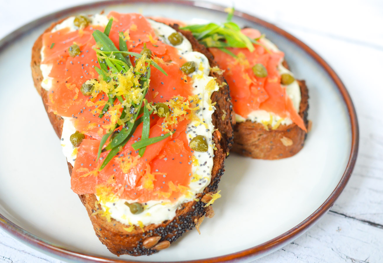 Smoked Salmon Breakfast Toast- Lox and Goat Cheese Toasts