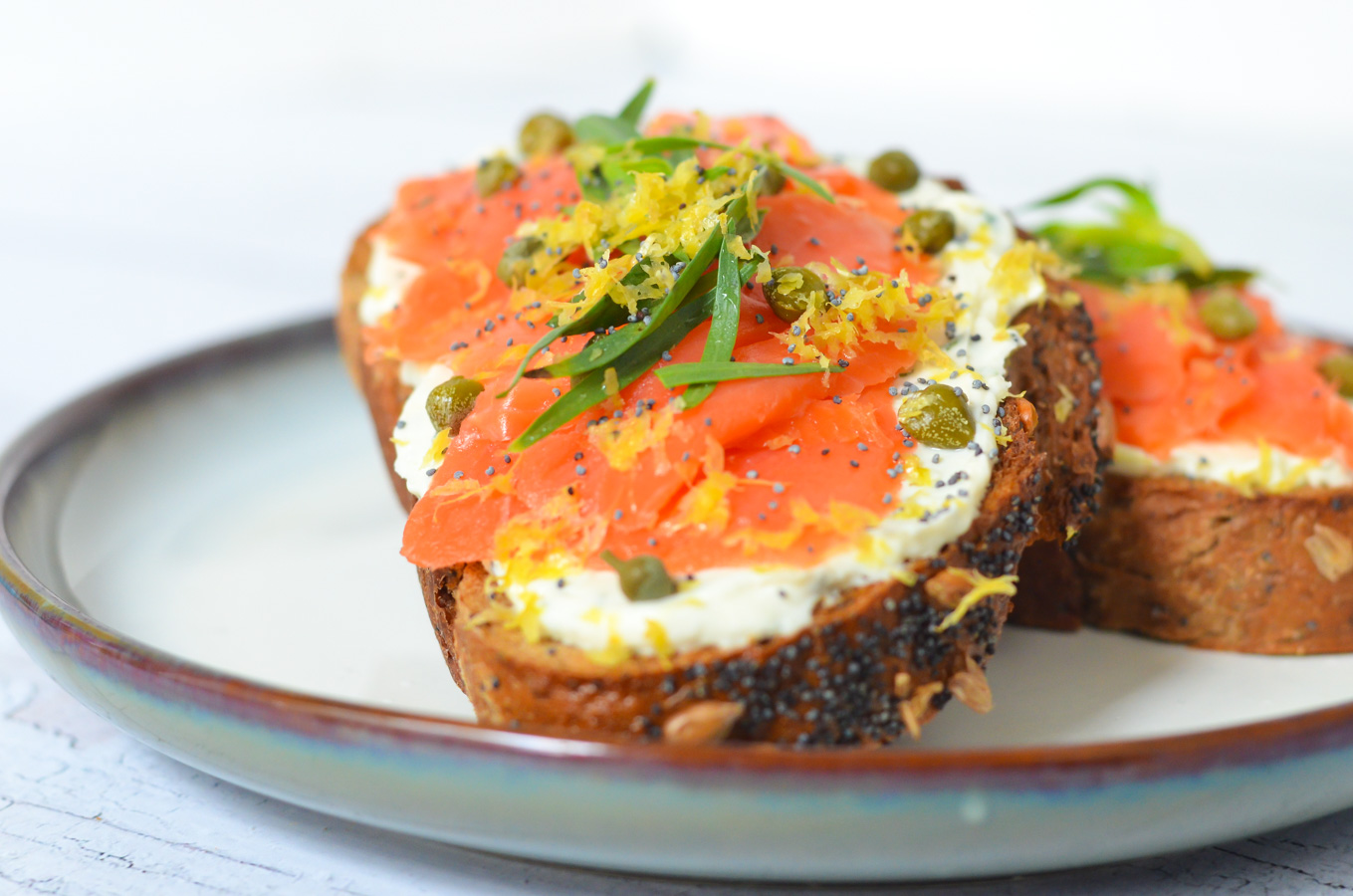 Smoked Salmon Breakfast Toast - Lox and Goat Cheese Toasts