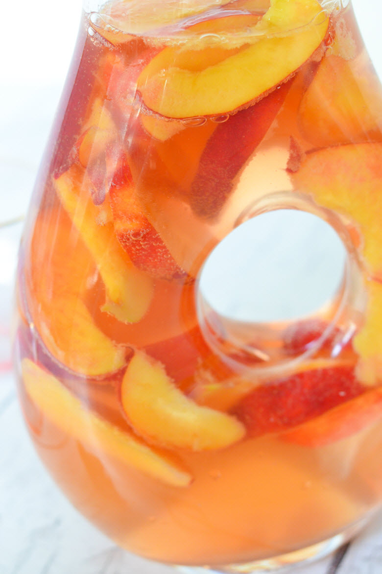 Nectarine Sparkling Rose Sangria w. Ginger + Orange Liqueur