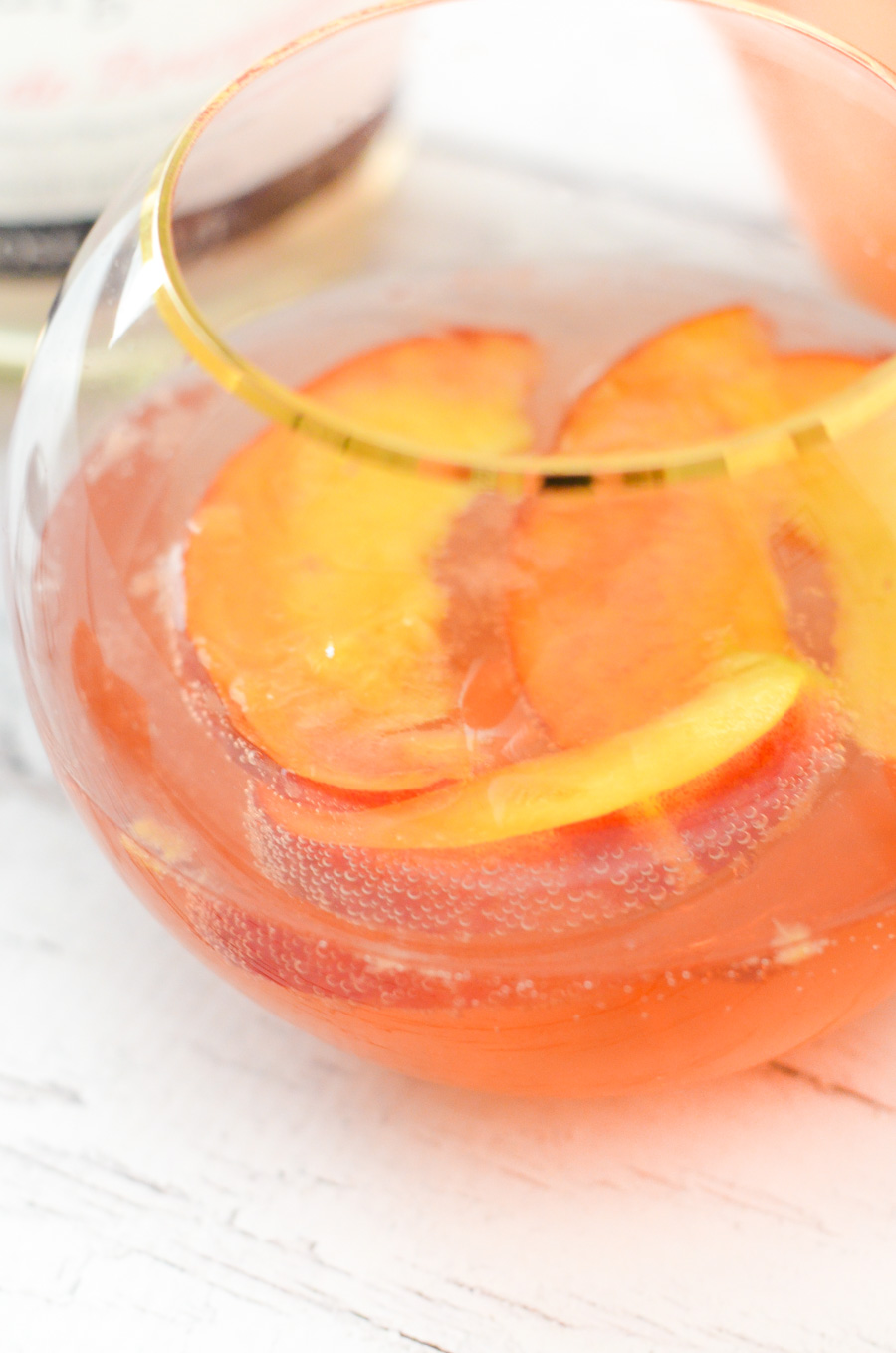 Nectarine Sparkling Rose Sangria w. Ginger + Orange Liqueur