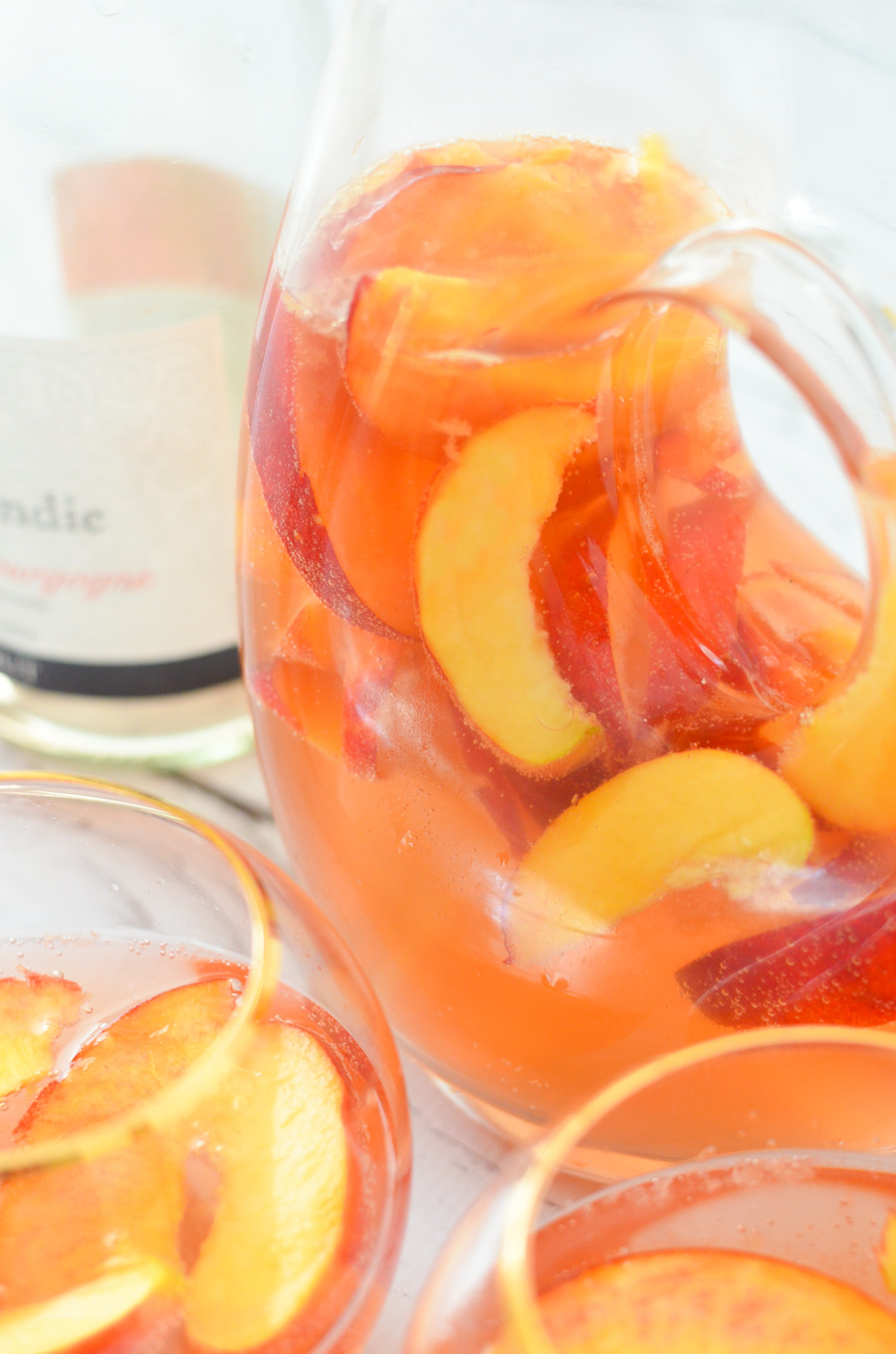 Nectarine Sparkling Rose Sangria w. Ginger + Orange Liqueur