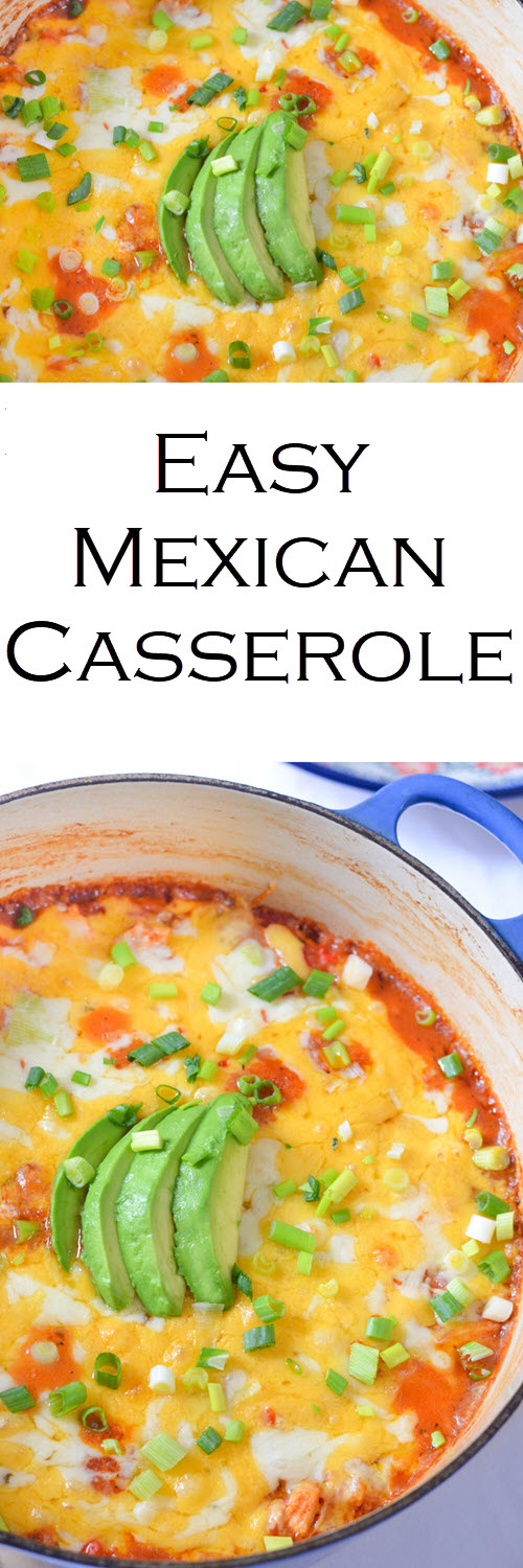 Easy One Pot Mexican Casserole Weeknight Dinner w. Shredded Chicken and Rice/Quinoa. A great weeknight dinner that uses up leftover chicken, rice, and quinoa. #LMrecipes #dinner #dinnerrecipe #onepot #easyrecipe #mexicanfood #casserole #weeknightmeal #foodblog #foodblogger