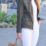 Olive Green Military Jacket Outfit Ideas w. Dark + Light Jeans