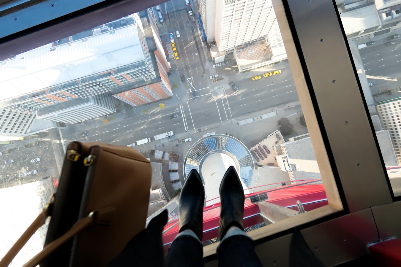 Looking Down from Calgary Tower through Glass Floor