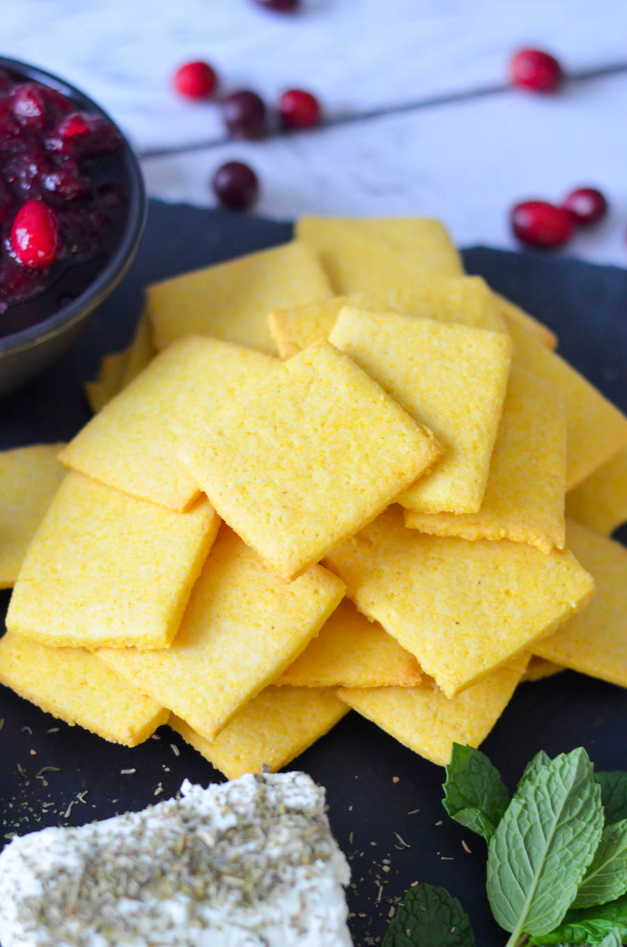 Fall Charcuterie Board - Homemade cornbread crackers