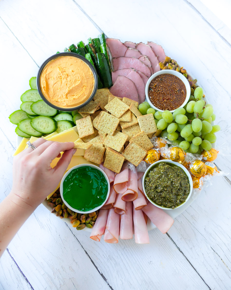 St. Patrick's Day Appetizers Board - Meat + Cheese Platter w. Naturally Green Foods