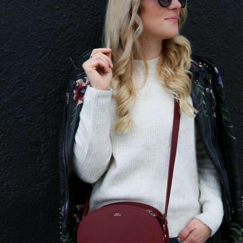 Black Sneakers Outfit for Women with Jeans + Leather Jacket.