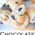 Chocolate Bread Knots. Yummy Breakfast rolls + chocolate chunk recipe.