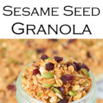 Coconut Sesame Seed Granola Recipe. Enjoy this delicious combination of unsweetened coconut, pumpkin seeds, sunflower seeds, cinnamon, and so much more. Great as a cereal or with yogurt. #lmrecipes #breakfast #brunch #healthy #healthyrecipes #foodblog #foodblogger #homemade