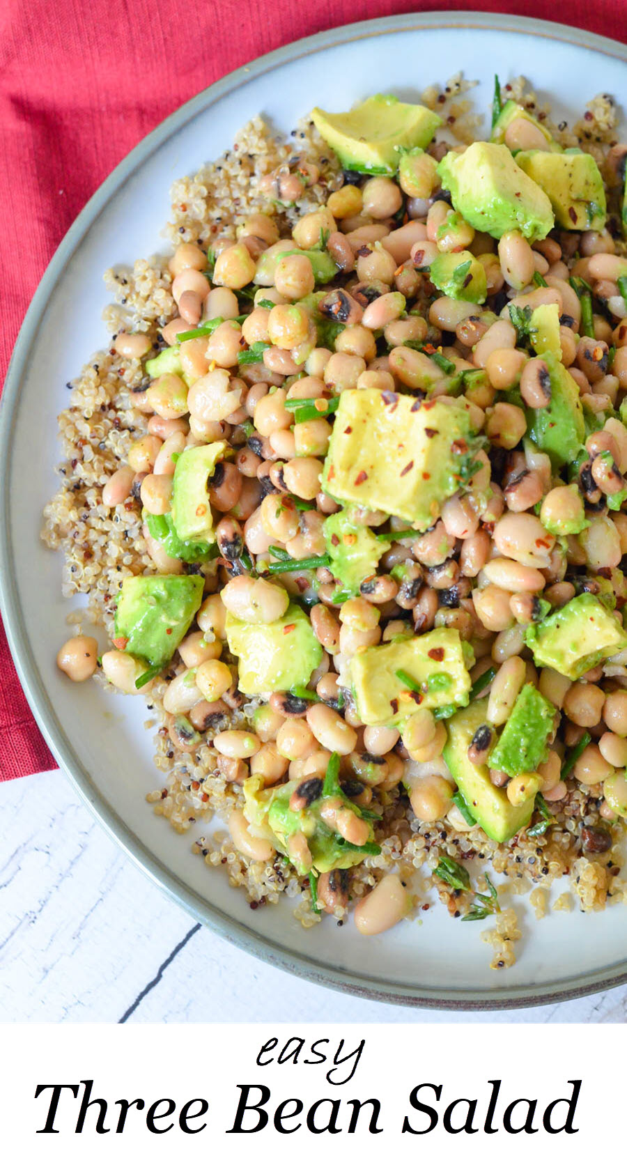 Easy Three Bean Salad. Avocado + White Bean Salad made with three kinds of white beans. A delicious, protein-filled <a href=