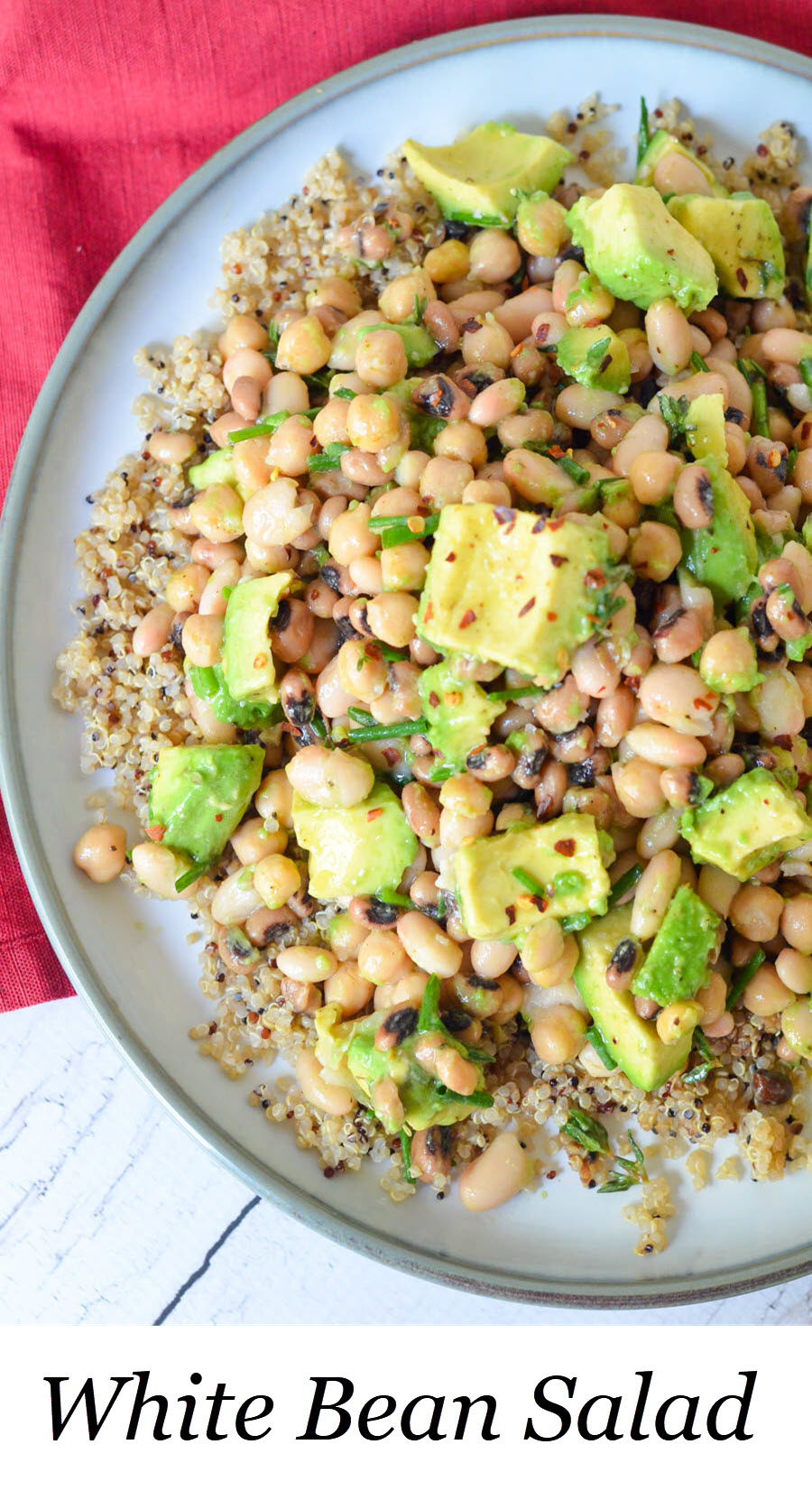 Easy Three Bean Salad. Avocado + White Bean Salad made with three kinds of white beans. A delicious, protein-filled <a href=