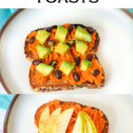 Mashed Sweet Potato Toast Toppings Ideas including sweet and savory options. Avocado and black beans to apples and honey. #healthy #lmrecipes #healthyrecipe #healhtylunch #sweetpotatoes #snacks #vegetarian #lunch