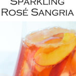 Nectarine Sangria w. Ginger + Orange Liqueur. A fresh fruit summer sangria. This nectarine cocktail made with sparkling rose wine is a great summer drink. #lmrecipes #sangria #cocktail #cocktails #drinkrecipe #summer #nectarines #summerrecipes #foodblog #foodblogger