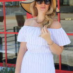 Off the Shoulder Dress Accessories + Outfit Ideas. This easy summer outfit idea for women over 30 is perfect. One easy dress and hat combine for a quintessential summer vibe. Available at Nordstrom, you'll love this ensemble. #fashionblog #fashion #summerstyle #summerfashion #outfitideas #outfitshare #dresses #ootdshare