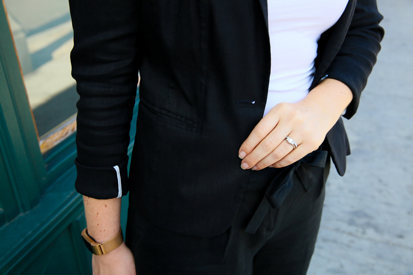 Black Blazer and Wide Leg Pants Outfit for Work