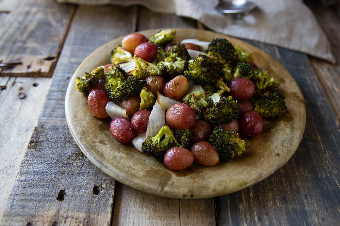 Roasted Broccoli Salad with Grapes