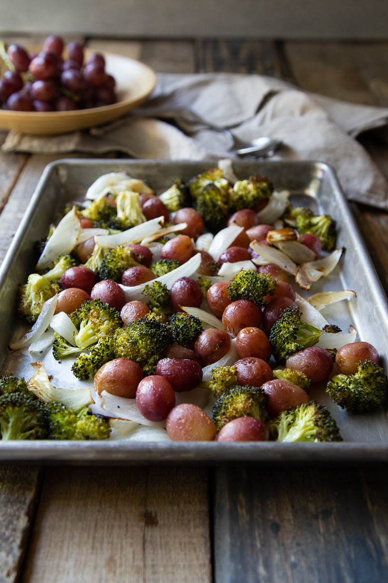 Roasted Broccoli Salad with Grapes