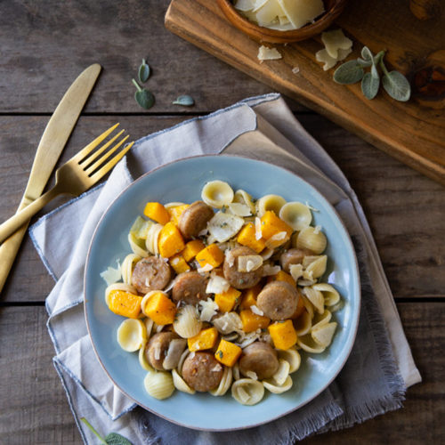 Roasted Butternut Squash Pasta w. Sausage