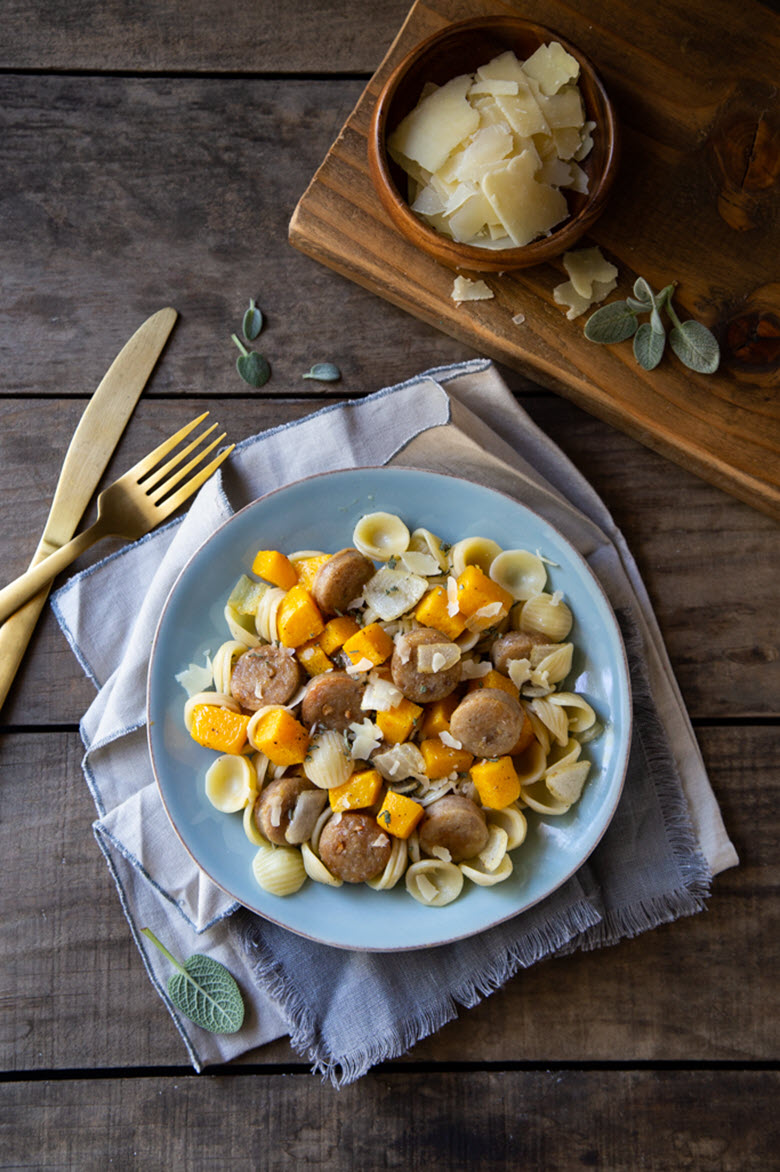 Roasted Butternut Squash Pasta w. Sausage