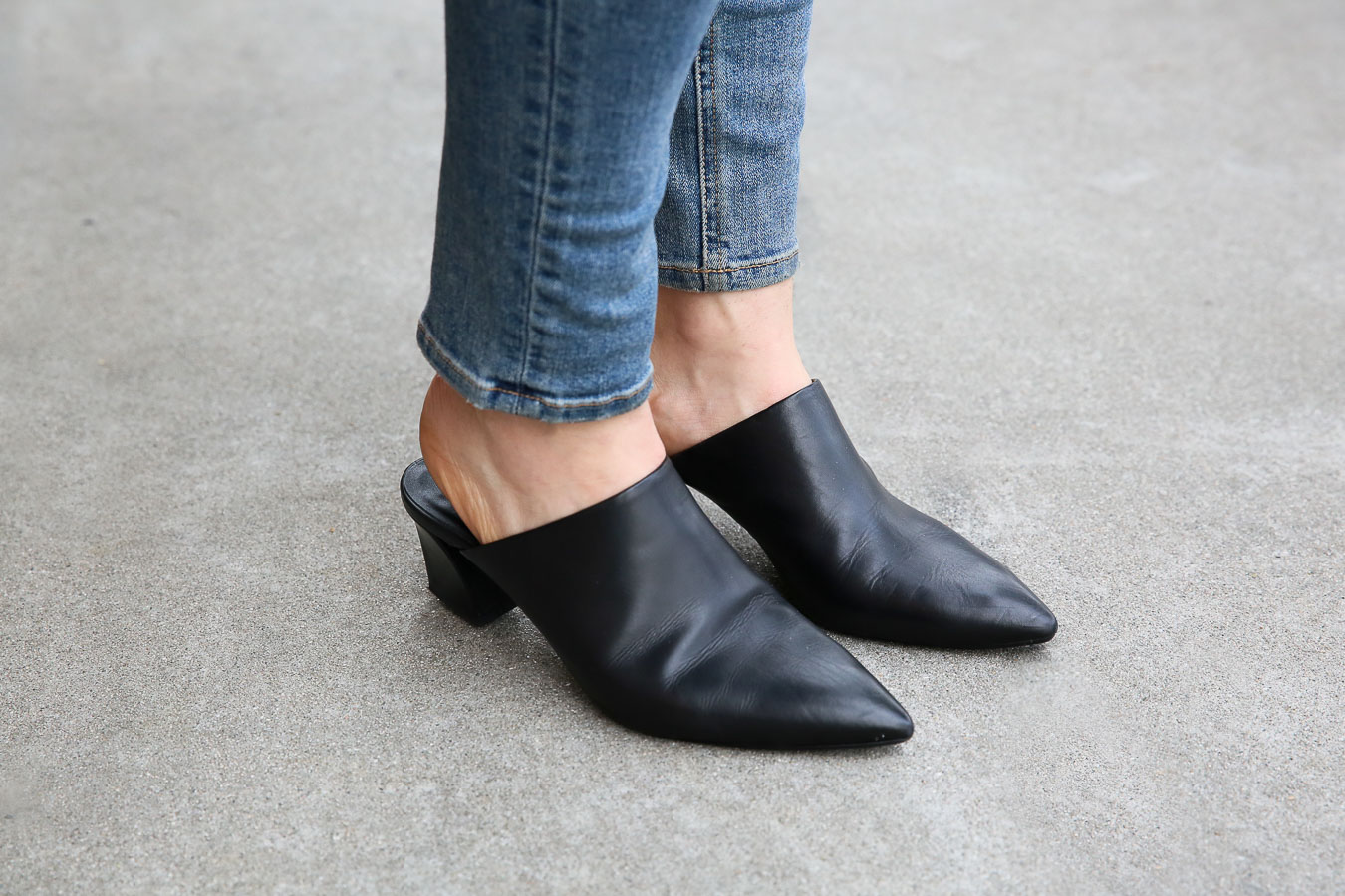 How to Wear Long Shirts w. Leather Jacket and Jeans - AGL Black Mule Slides