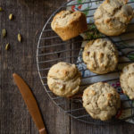 Spiced Pear Muffins with Walnuts. This great fall recipe combines fresh pears, cardamom, and walnuts with pastry flour for the perfect breakfast muffin recipe. #lmrecipes #muffins #pear #pearmuffins #cardamom #walnuts #foodblogger #foodblog #recipe #fall #fallfood #fallrecipes