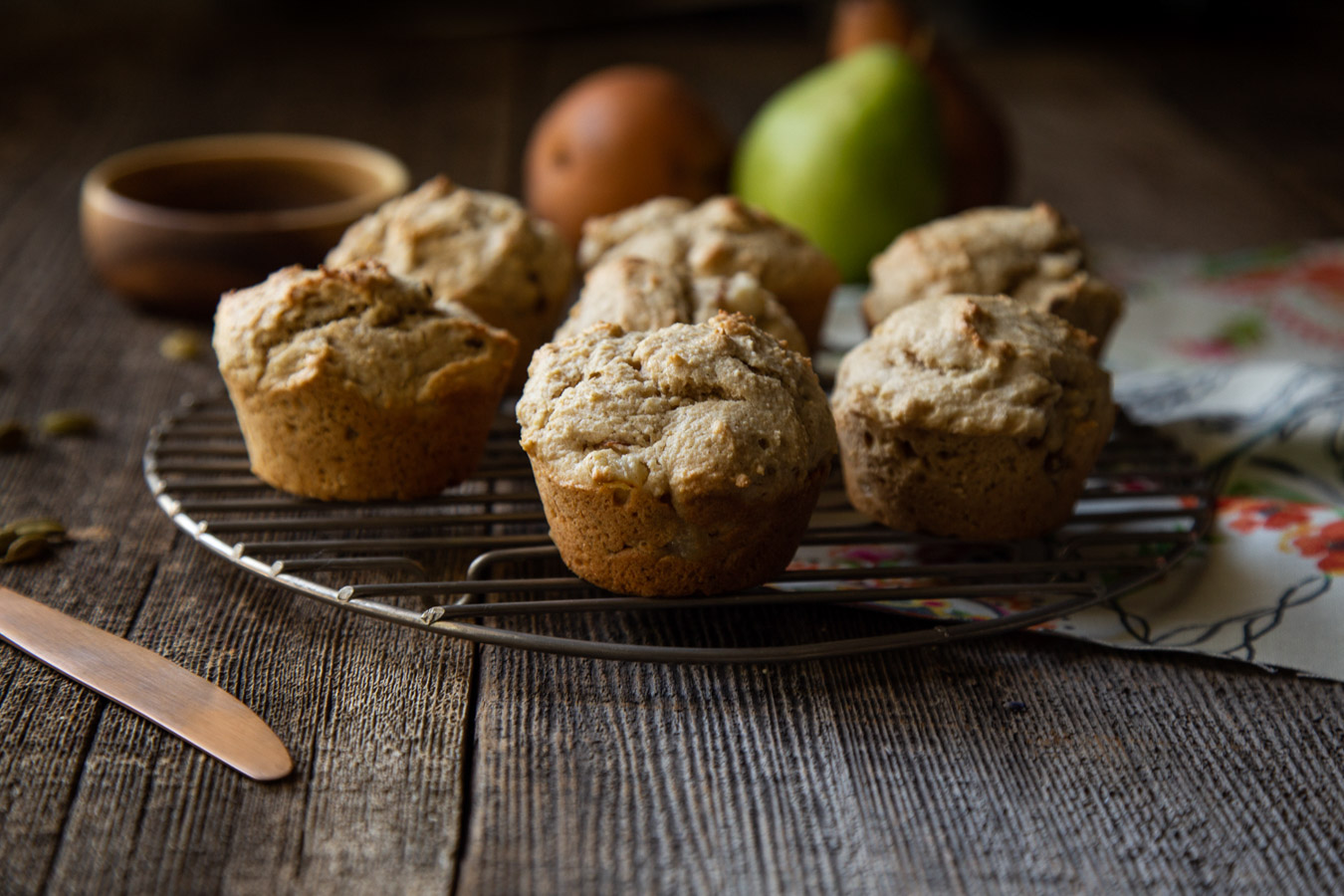 Spiced Pear Muffins with Walnuts